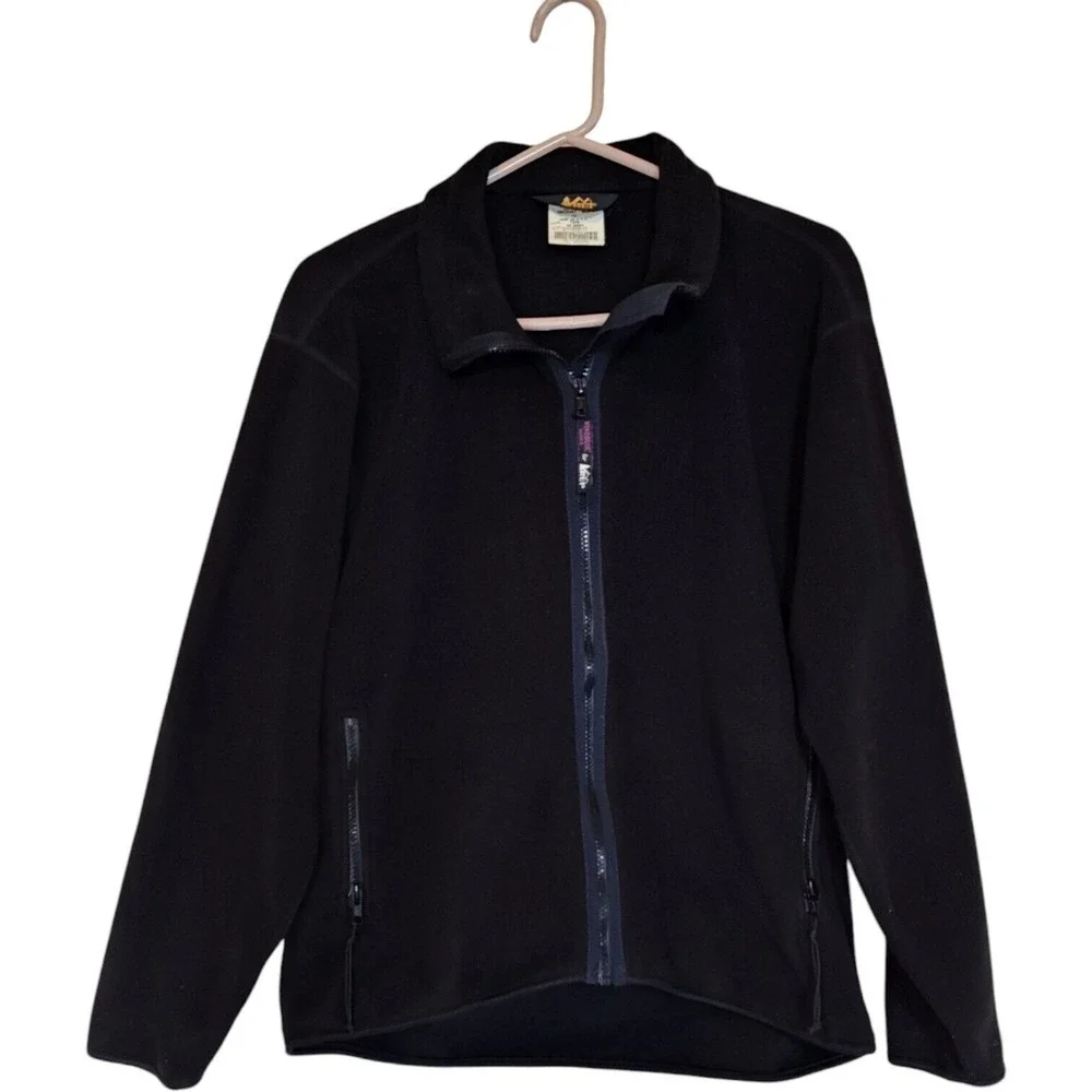 VTG REI Windbloc Polartec Fleece Jacket Full Zip‎ Black Men's XS Women's L Thick